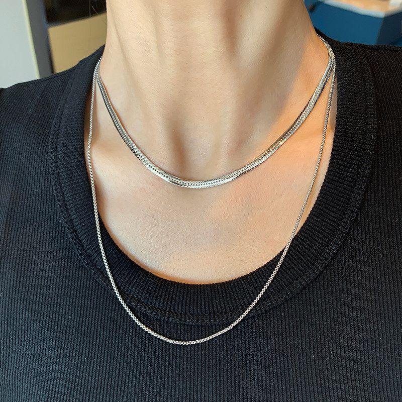 Kendall Jenner Fashion Double Layer Twin Snake Bones Chain Necklace Female Light Luxury Minority Gold High-Grade Sweater Chain Chain Necklace