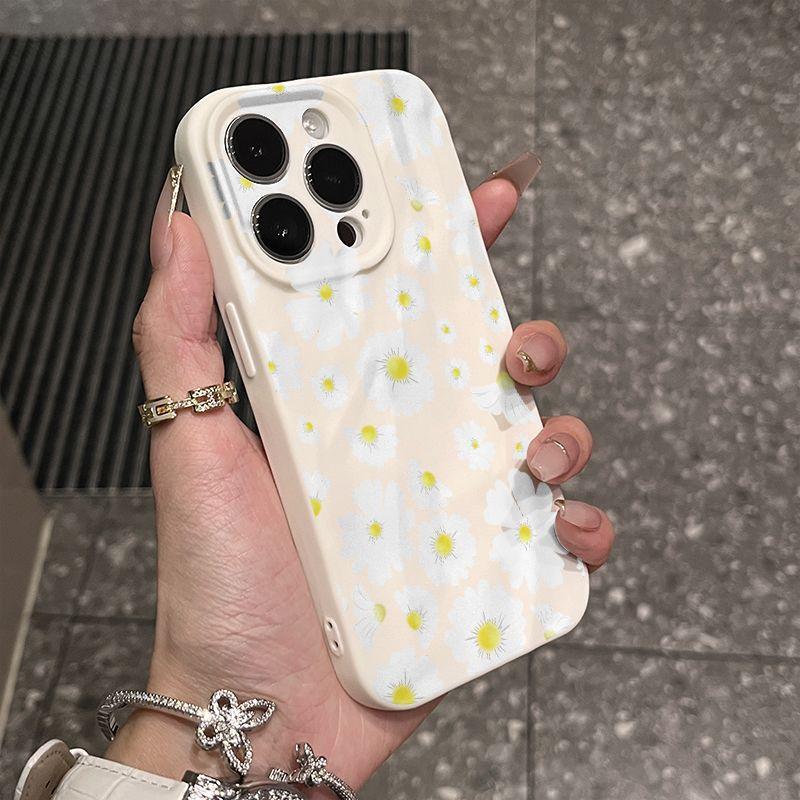 White Daisy iPhone17promax Mobile Phone Case for Apple 16promax Pleats 14 Matte 15