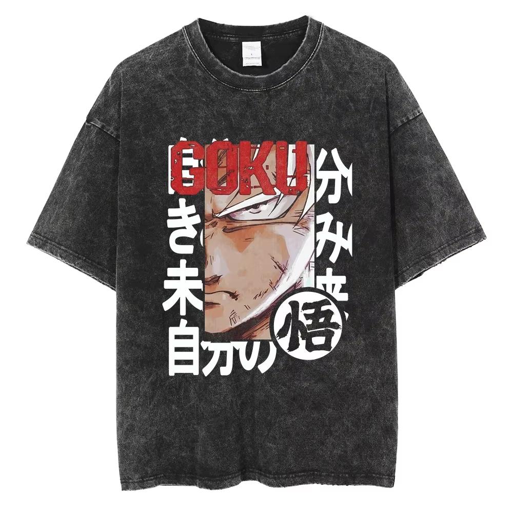 Son Goku Dragon Ball Vintage Vintage Harajuku T-shirt Lavé Coton Streetwear Homme Manches Courtes Oversize Femme