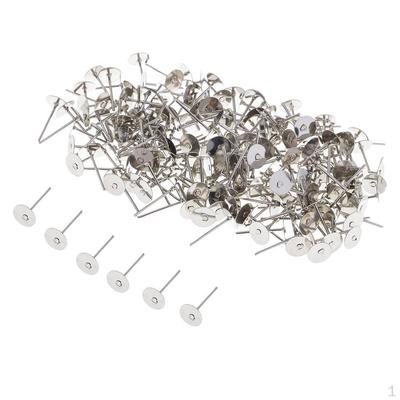 100 Paar Runde Leere Ohrstecker-Basis Flachkopf-Stifte für Bastelarbeiten Können mit Kleber Perlen befestigen