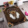 Native American Wolf Headdress Print Area Rug, Non-Slip Floor Mat for Living Room Bedroom, Tribal Animal Home Decor Carpet