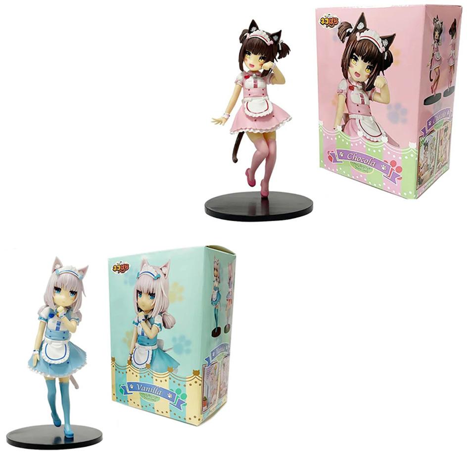 18CM NEKOPARA Anime Cat Maid Figure - Chocolates Vanilla Cute PVC Collectible Static Doll Pretty Cat Style Model for Kids