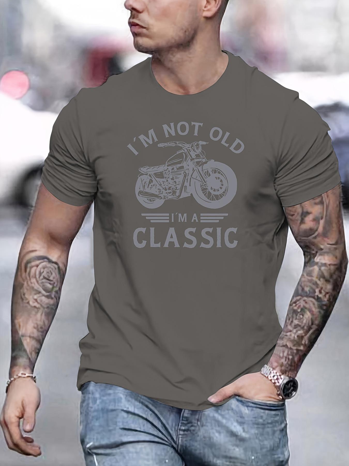 

2025 hot-selling summer men s casual loose classic motorcycle creative printing round neck breathable short-sleeved T-shirt top S