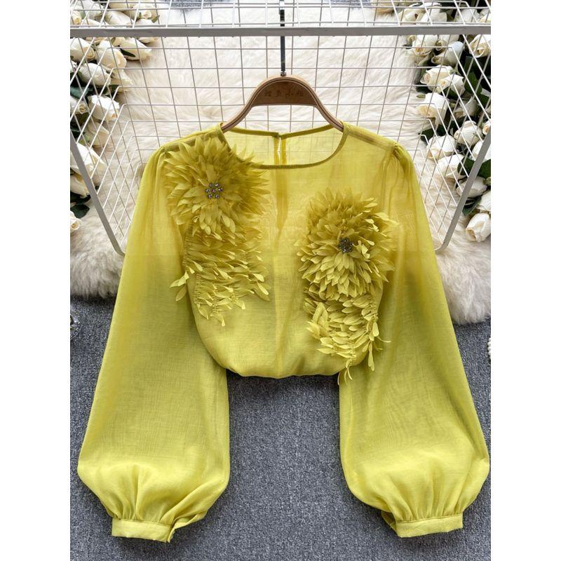 Women's Spring Silm Easiest for Match Puff Sleeves Pullover Tops