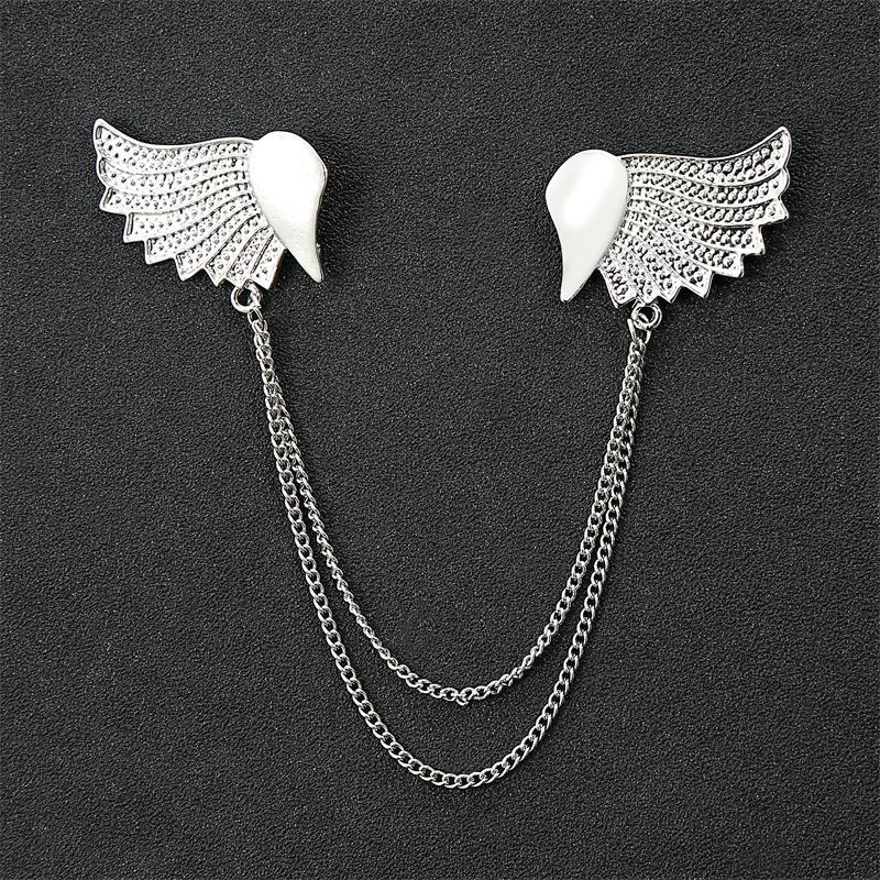 Korean Style Men's Blazer Brooch with Scissors-Shaped Metal Chain Accessory