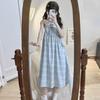 Salt Girl Super Good-looking Fake Two-piece Dress Summer Casual Plaid Sweet Little Man Wearing Suspender Skirt Woman