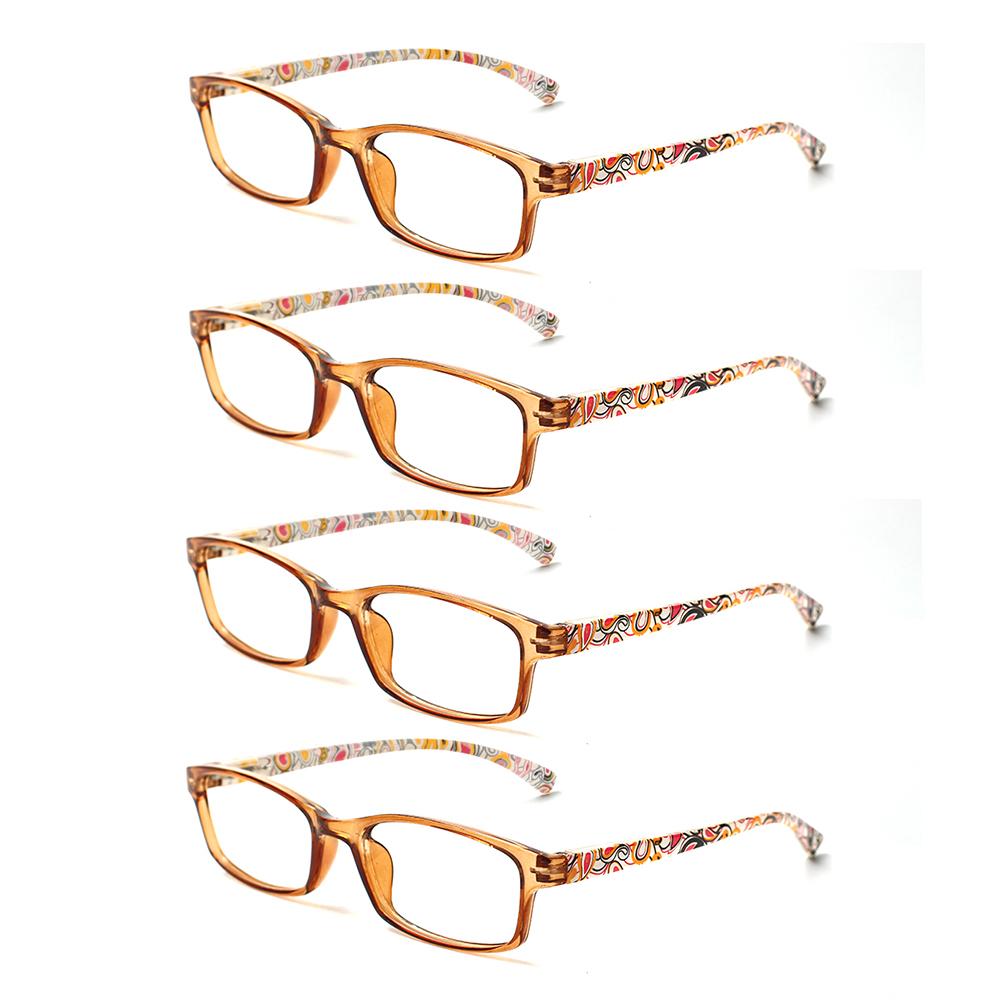 

Turezing 4 Pair Reading Eyeglasses for Male Female Cheap Presbyopia Oval Clear Lens Stylish Printed Pattern with Spring Hinges 1.75