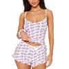 European and American sexy pajamas women's summer love suspender top shorts two-piece loungewear pajamas