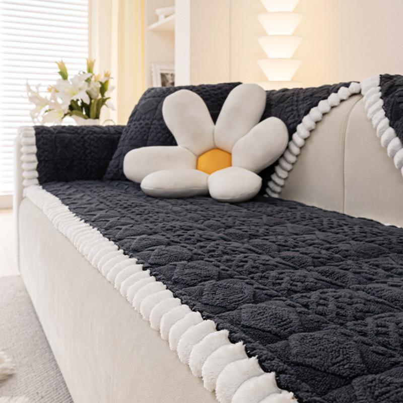 1Pcs Solid Color Thickened Sofa Mat Comfortable Soft Living Room Couch Cushion Modern Anti Slip Furniture Cover Home Decoration