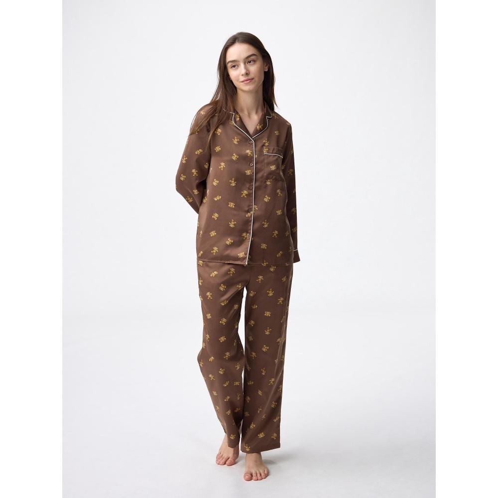 Gu By Uniqlo Satin Pajama  Long Sleeve   Long Pants   Bear 