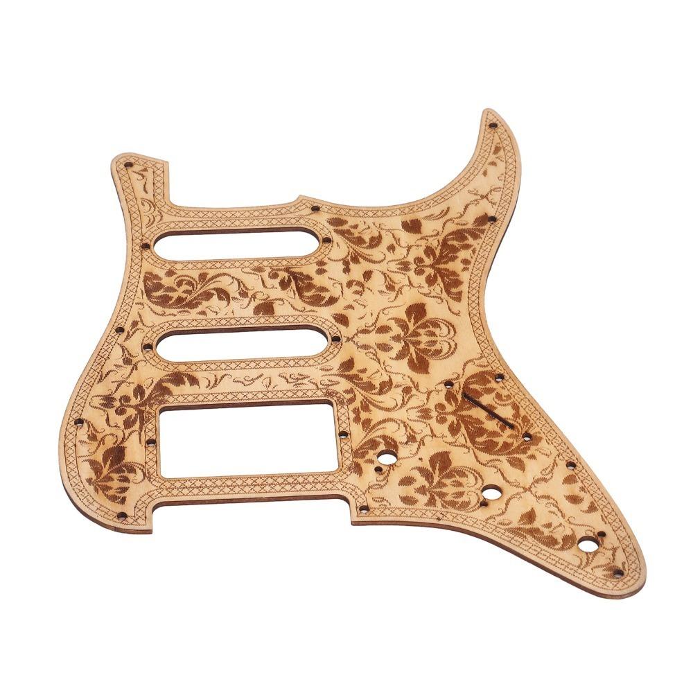Wood Wood Pickguard Wood Color Prewired Loaded Pickguard Set For ST Guitar