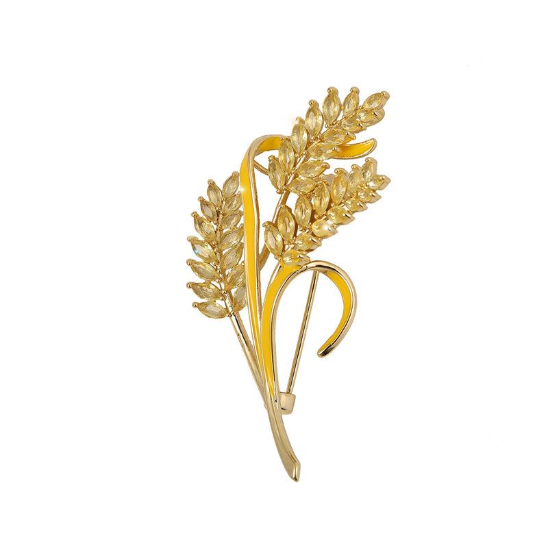 Bo Xin Yun Korean Style Enamel Zircon Wheat Brooch - Trendy Barley Flower Pin Accessory.