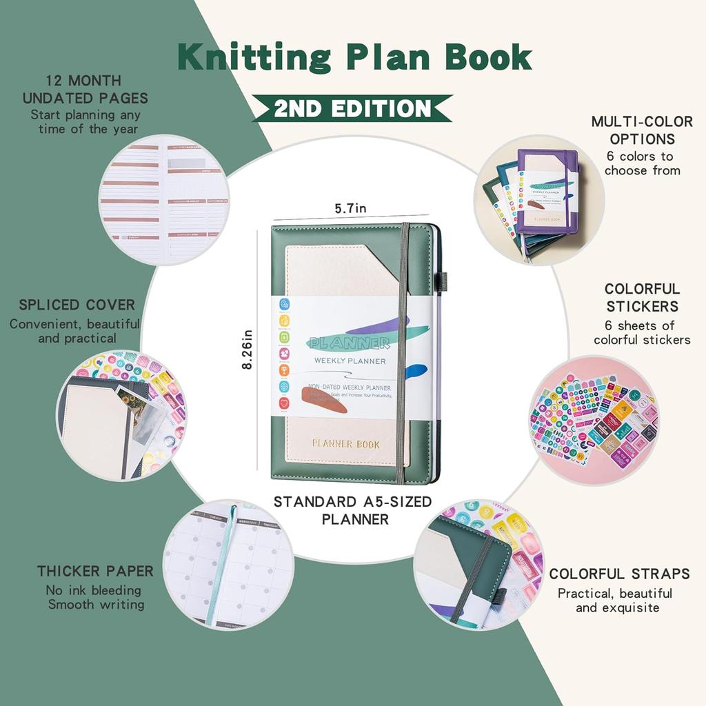 2025 Planner | Undated Daily Planner with Stretch Leather Cover & Inner Pocket | Weekly Planner for Home, Office & School | Includes Creative