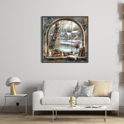 Full Embroidery Cotton Thread 14CT Printed Snow Scene Cross Stitch Kit