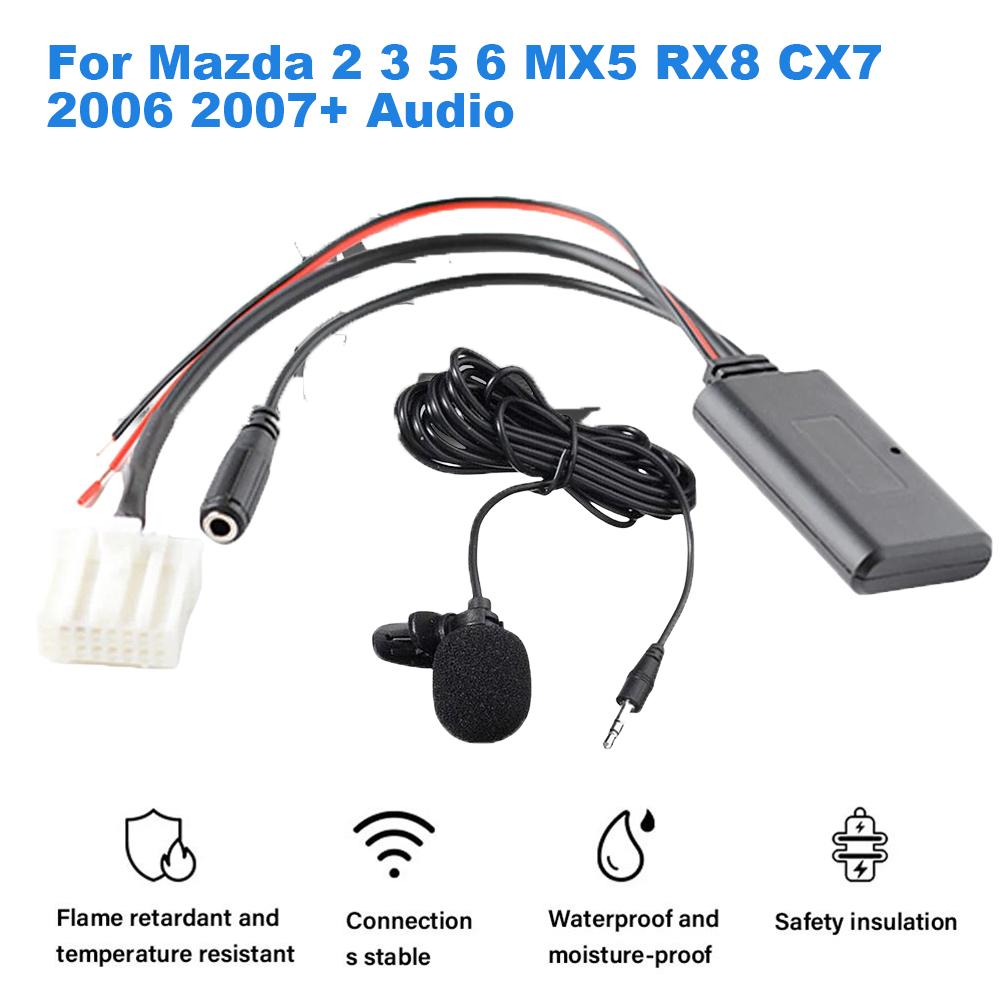 

5-12V Car Bluetooth5.0 AUX Adapter Wireless Radio Stereo Adapter with Microphone For Mazda 2 3 5 6 MX5 RX8 CX7 2006 2007+ Audio China Mainland