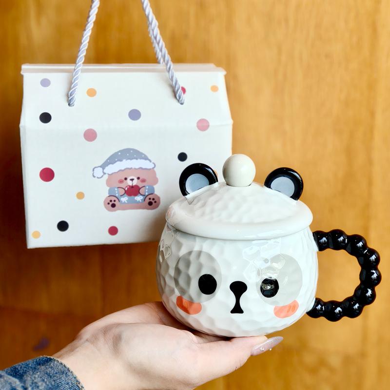 Give girls birthday gifts milk fufu cute bear ceramic mug with lid couple girlfriend souvenir gift box