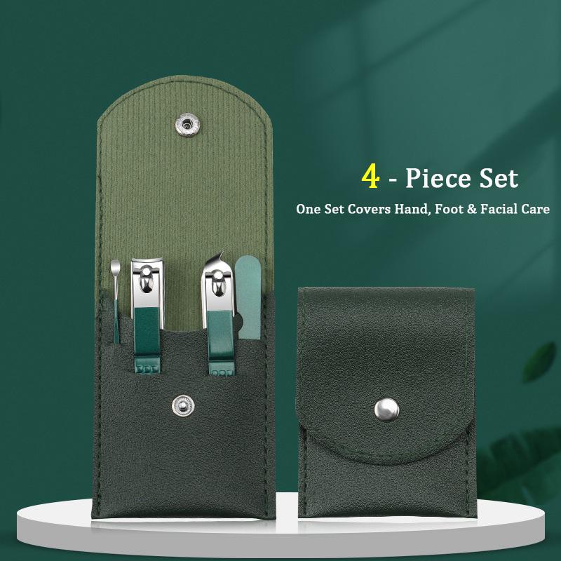 24-Piece Nail Clippers Set Dark-Green Manicure Dead Skin Scissors Nail Tool Set