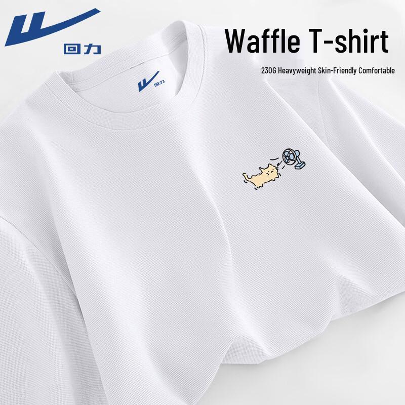 Warrior Unisex Cat Print Waffle Knit Short Sleeve T-Shirt 4XL
