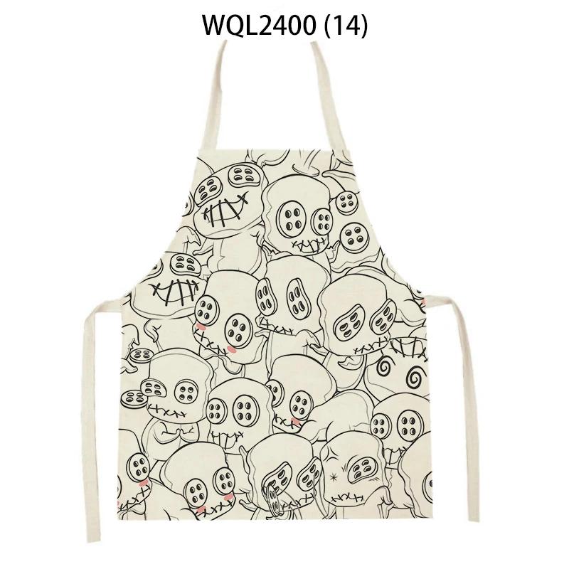 Flower Printed Sleeveless Kitchen Aprons for Women Colorful Pattern Pinafore Home Cooking Baking Waist Bib Kitchen Accessories