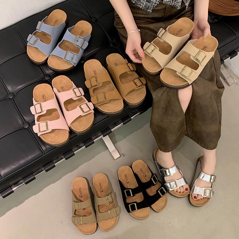 Muffin platform slippers women's new summer outer wear Boken shoes with cool slippers round head design