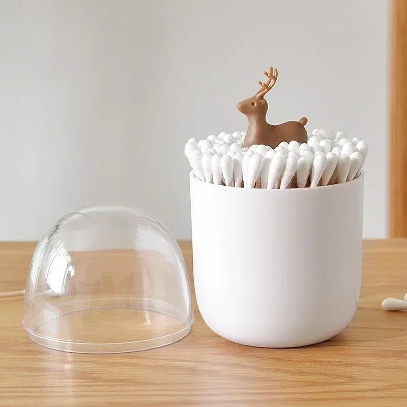 1pc Creative Toothpick Holder Plastic Cotton Swab Holder with Cute Mini Cactus Trees Rabbit Table Accessories Home Decor