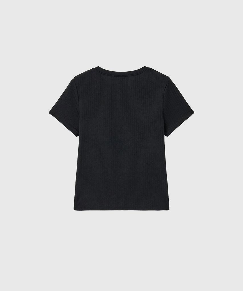 GENERALIDEA Punched Ribbed Henley Neck T-Shirt [Black] / Gf2Lts525