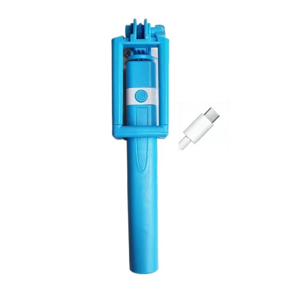 3.5mm Plug Mini Wire Controlled Selfie Stick Type-C Plug Extendable Selfie Stick  Mobile Phone