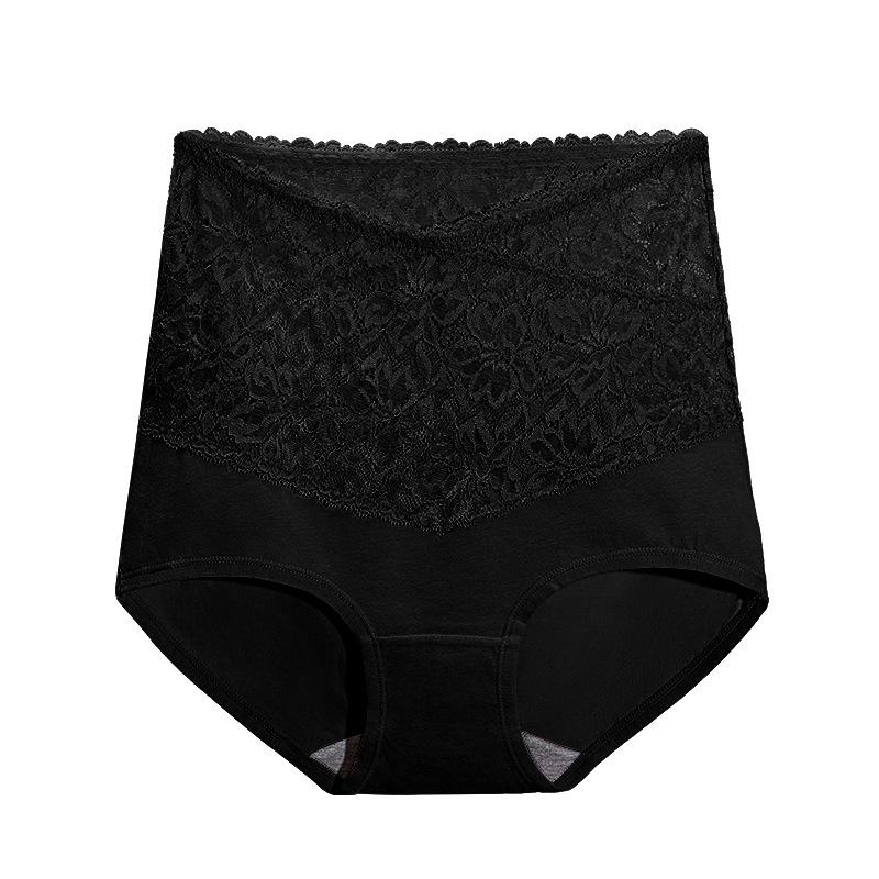 Sexy lace high-waisted panties for women Graphene crotch antibacterial tummy control waistband butt-lifting shorts Women's triangle panties
