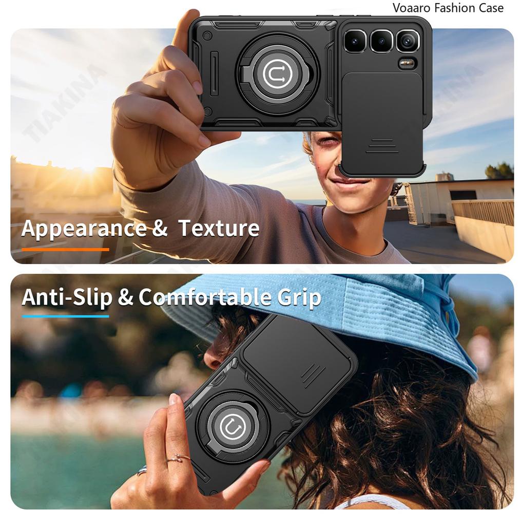 Slide Lens Camera Protection Funda for INFINIX HOT 50 PRO PLUS 4G Case Magnetic Rotate Ring Stand Holder Rugged Armor Cover