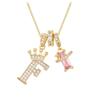Copper Zirconia Letter Necklace with Gold-Plated Crown Pendant – Fashionable 26-Letter Accessory