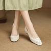Fashion 2025 Summer New Style Women's French Style Elegant Casual Single Shoe Hollow Breathable Coarse Heeled Comfortable Pointed Pumps