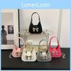 Black Pu Material Butterfly Knot Women's Bag 2024 Urban Simple Style Chain Shoulder Crossbody Handbag