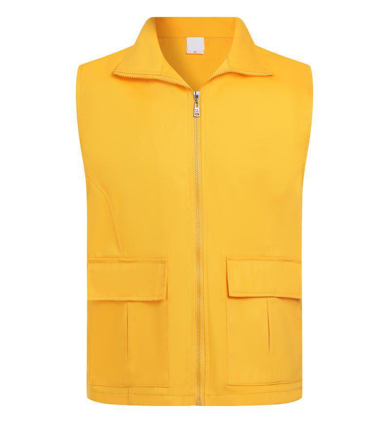 

Unisex Summer Cotton Volunteer Vest with Double Pockets and Embroidery Option - S XL жовтий