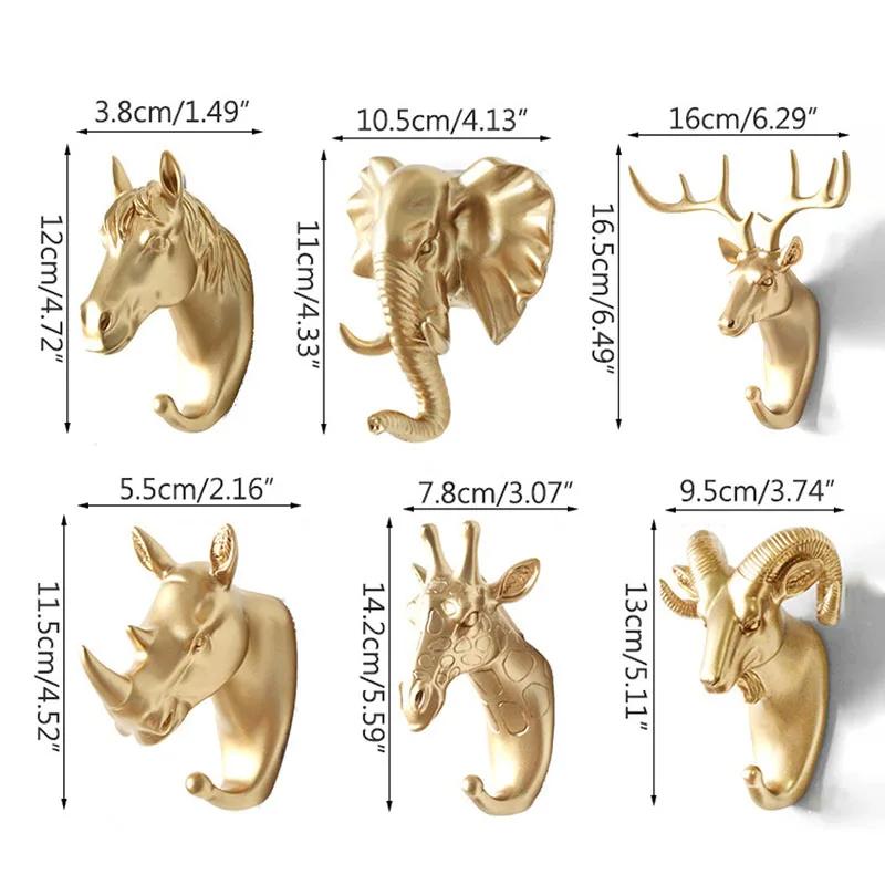 Wall Mounted Hook Animal Head Rack Jacket Cap Wall Mounted Horse Deer Elephant Giraffe Hook Decoration Bathroom Accessories