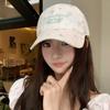 Women Flower Print Baseball Cap Letter Embroidery Summer Adjustable Sun Hat Casual Outdoor Girl Sunshade Duck Tongue Cap