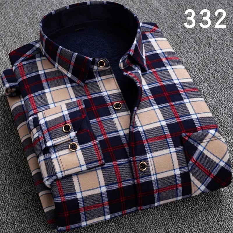 Męska ciepła koszula w kratę, z podszewką z polaru, gruba, z długim rękawem, casualowa, slim fit, w stylu koreańskim, modna odzież zimowa