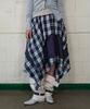 MOODBETTER Two Way Unbalanced Check Skirt Navy