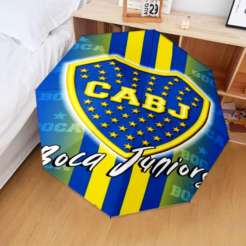 1 Stück Boca Fußballverein Bedruckter Regenschirm Faltregenschirm, Automatischer Regenschirm 8-Rippen für Reisen, Camping Fan Geschenke Weihnachtsgeschenke