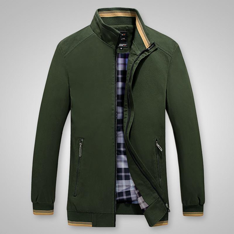 Spring and Autumn New Men's Jacket Washed Cotton Standing Collar Middle-aged and Elderly Jacket Men's Casual Coat Tidal Trench Coat