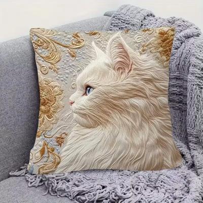 Yousheng Pillowcase Golden Lion Cat Print Soft Breathable Pillow Cover Invisible Zipper Decorative Throw Cushion Case