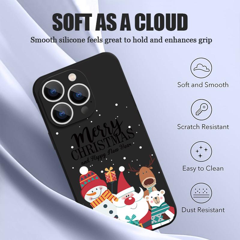Christmas Santa Elk Pattern Slim Magnetic Cover For iPhone 16E 15 Pro Max 14 13 12 Pro 11 for Magsafe Matte Shockproof Soft TPU Lanyard Phone Case
