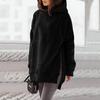 Felpa imbottita a maniche lunghe con scollo rotondo da donna, tinta unita, con cappuccio e tasche larghe
