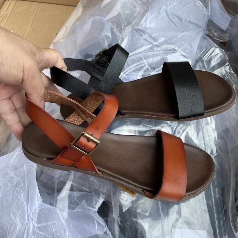 Fashion Summer Trend New Women Shoes Simple Buckle Open Toe Fashion Casual Roman Ladies Sandals Soft Comfortable Beach Shoe PLus Size