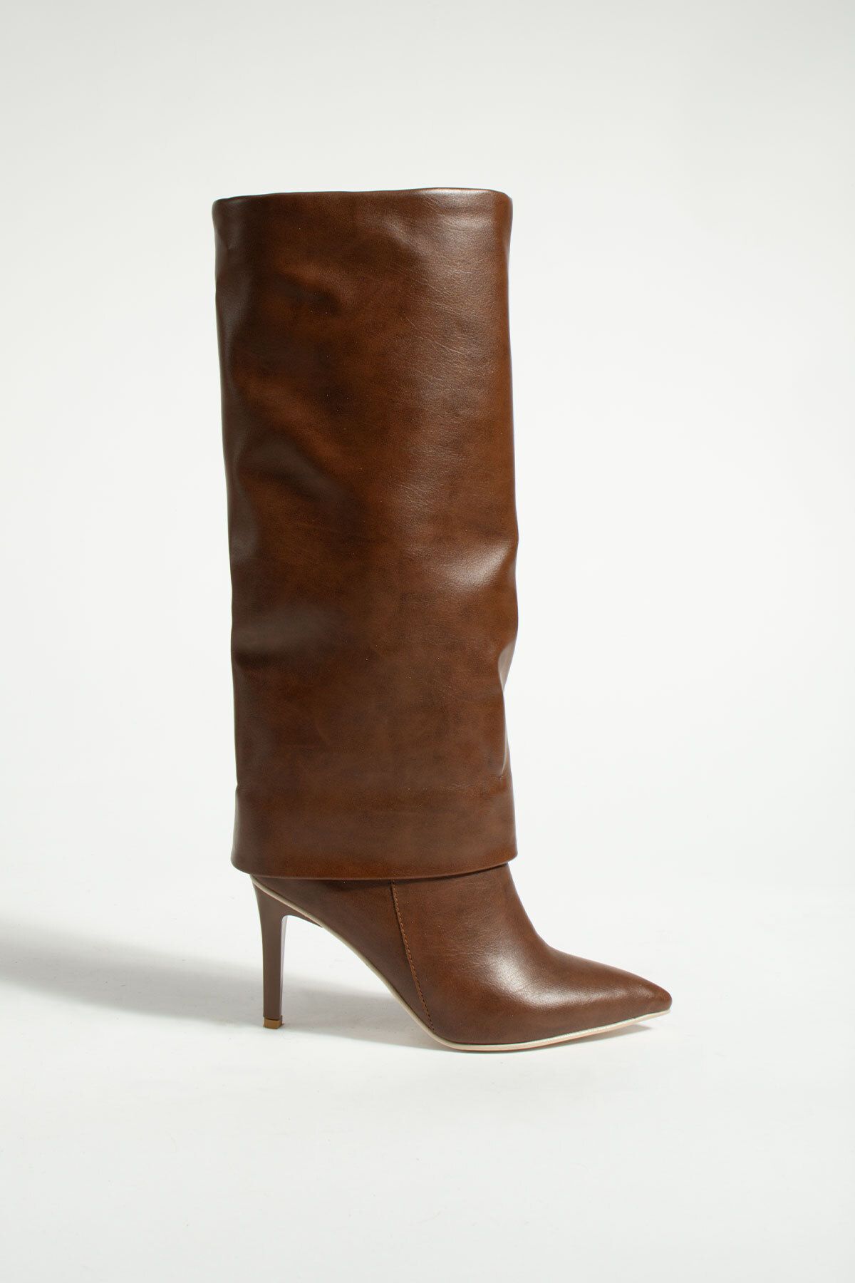 

Women Modern Stylish Fashion Boots Boots Tan Folding Look Detail Heeled Boots 37