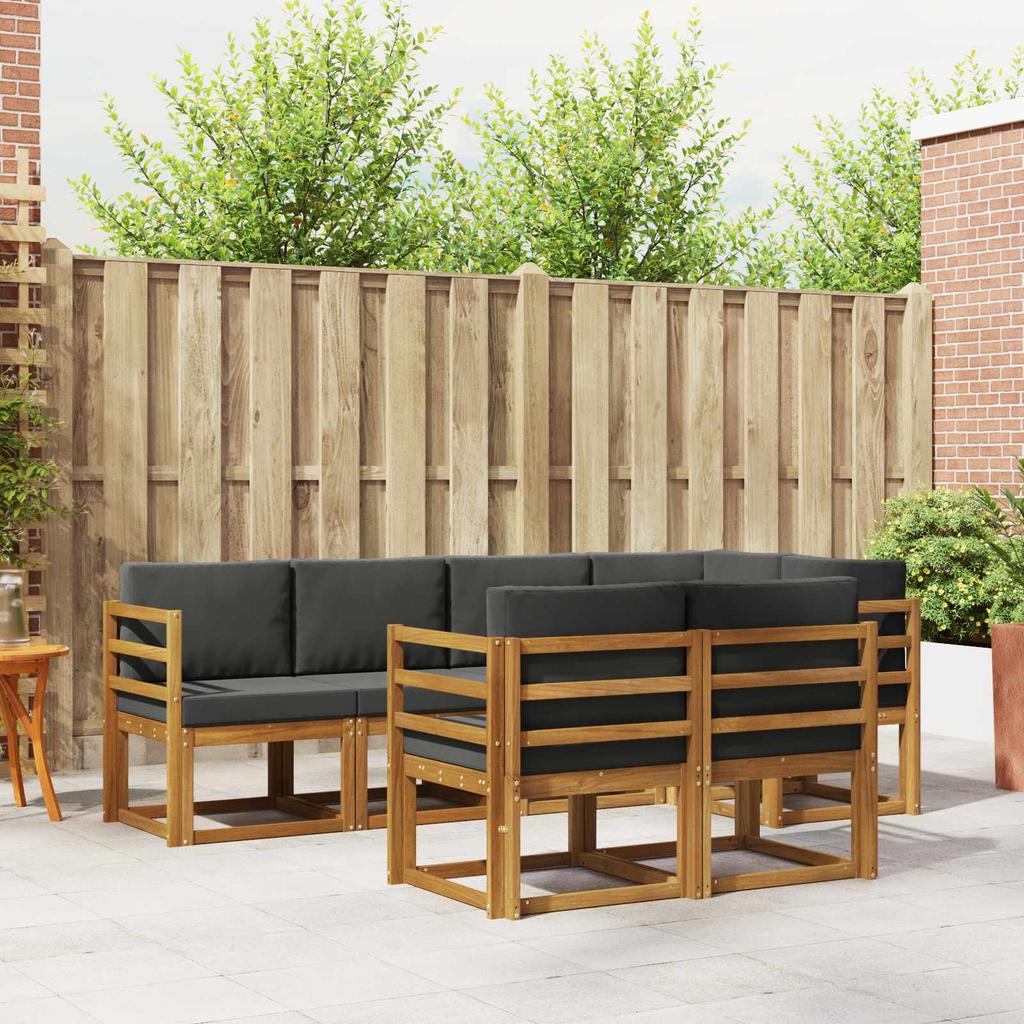 Outdoor Sofa Set with Cushions 7 pcs Natural and Anthracite