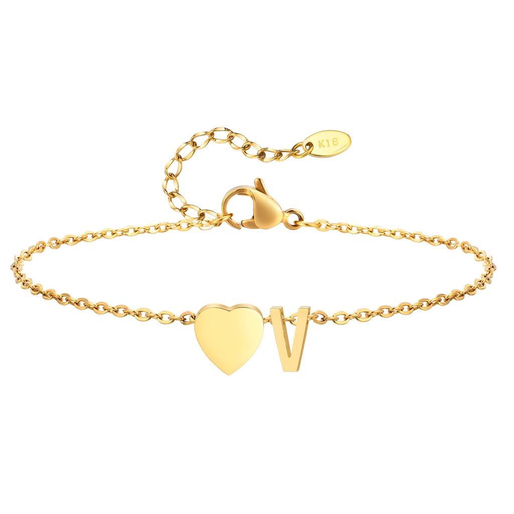 Bohemia A-Z Letter Initial Anklet for Women Gold Color Heart Alphabet Ankle Bracelet Beach Party Travel Fashion Foot Jewelry