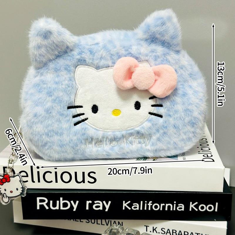Hello Kitty Pencil Case Large Capacity Plush Pen Holder Hello Kitty Storage Bag Makeup Bag Cosmetics Pouch Desk Organizer Bag