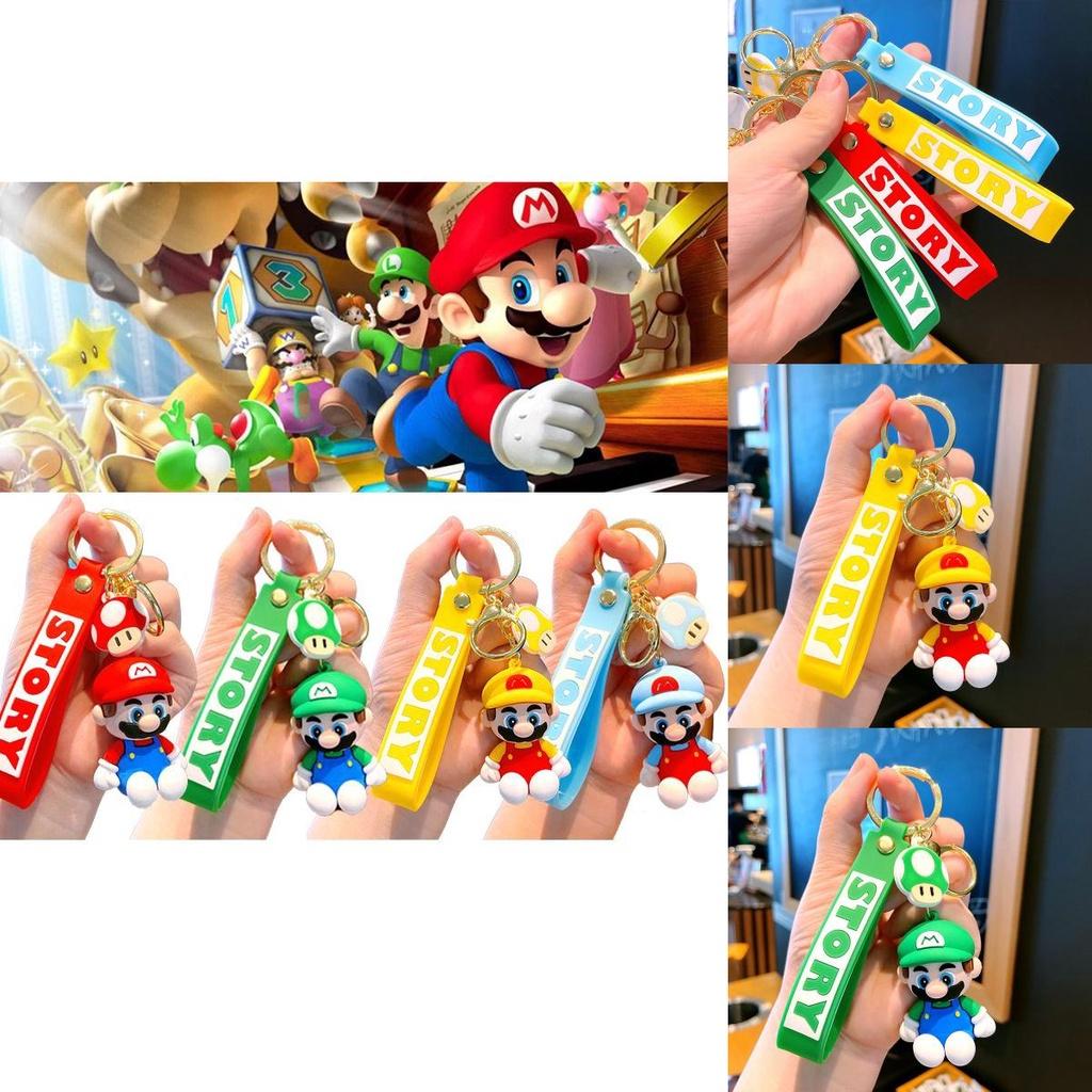 Super Mario Keychain Toy Bag Pendant Doll Kids Gifts Decorate Soft Glue Alloy