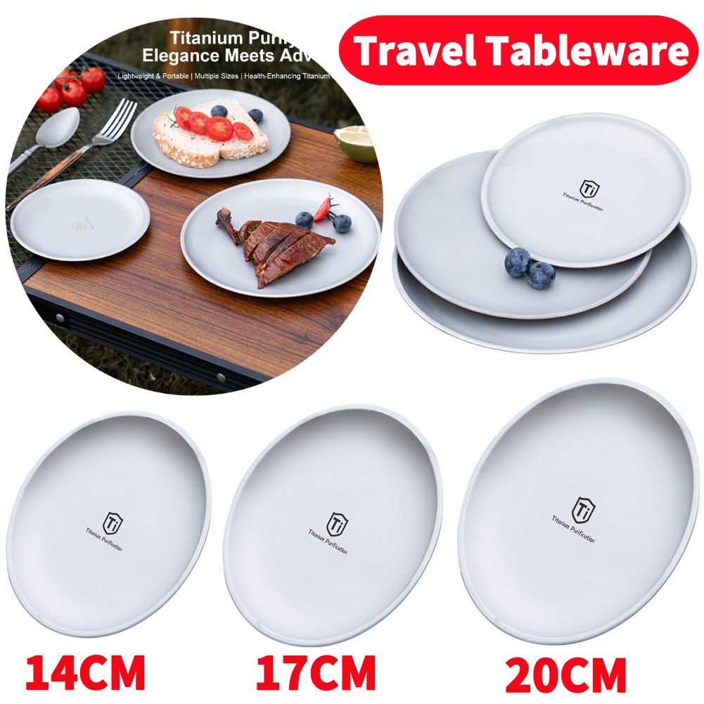 Titanium Camping Plate Outdoor Ultralight Portable Tableware Cookware Stackable Tray For Picnic Hiking Kitchen Equipment