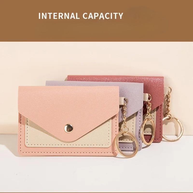 4pcs Creative And Fashionable Small Card Bag, Candy Color Bus Card Cover, Keychain Pendant.